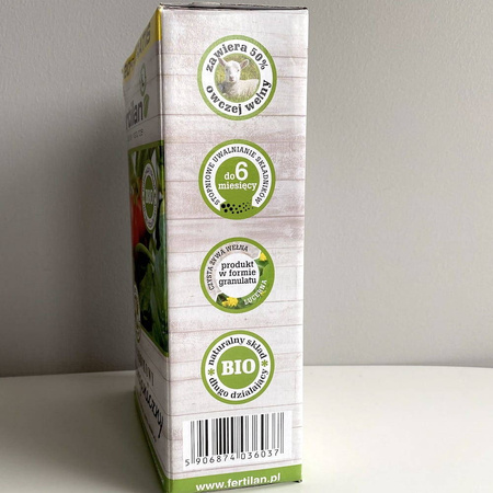 Nawóz naturalny z wełną owczą do pomidorów, ogórków i innych warzyw – 1,2 kg Fertilan L