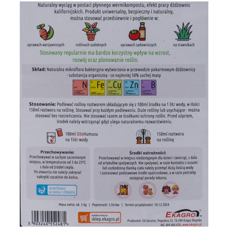 Dżohumus naturalny nawóz organiczny w płynie 5 l Ekagro