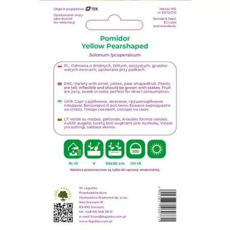 Pomidor 'Yellow Pearshaped' – 0,2 g Legutko