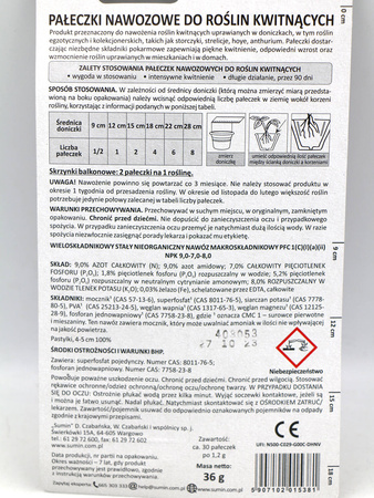 Pałeczki Nawozowe – Do Roślin Kwitnących 30 szt. – Sumin