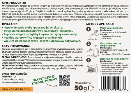 AeroGrass – aerator biologiczny do trawnika (napowietrza glebę) 2 x 50 g – 500 m² Vegano