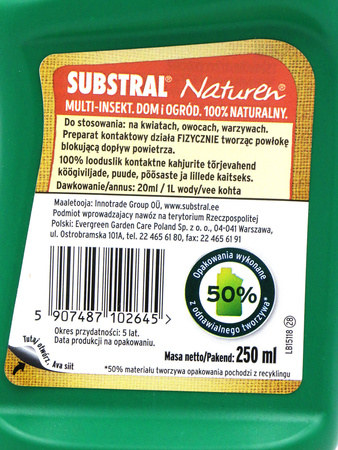Multi-Insekt zwalcza szkodniki roślin – mszyce, przędziorki, miseczniki, mączliki, wełnowce – Naturen – 250 ml Substral