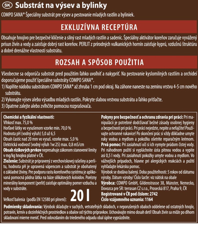 Podłoże do siewu i pikowania z nawozem NPK – 20 l Compo