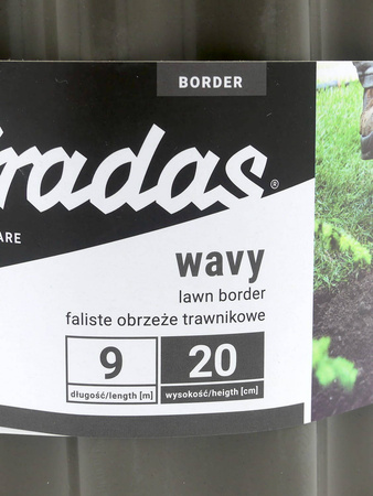 Obrzeże Trawnikowe Faliste SZARE – 20 cm x 9 m Bradas