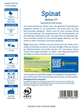 Szpinak Helios F1, nasiona otoczkowane Kiepenkerl
