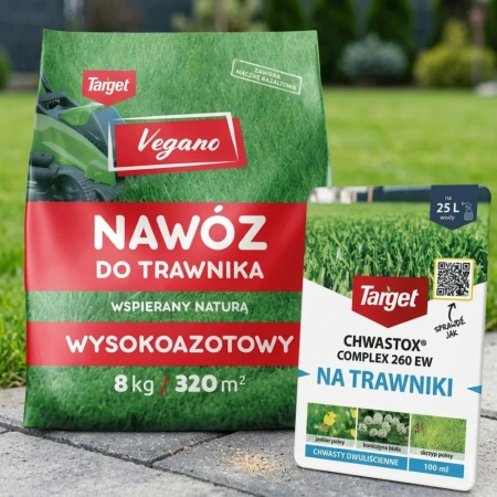 Nawóz wysokoazotowy 8 kg Vegano + Chwastox Complex 100 ml (ZESTAW)
