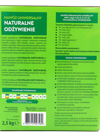Nawóz Uniwersalny Naturalne Odżywienie – Witaminy Dla Rośliny – 2,5 kg Protect Garden