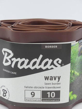 Obrzeże Trawnikowe Faliste BRĄZOWE – 10 cm x 9 m Bradas