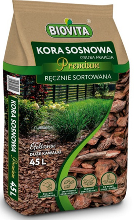 Kora sosnowa Premium 40-90 mm – 42 szt. x 45 l Biovita (paleta)