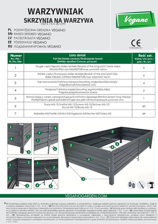 Warzywniak – podwyższona grządka – brąz – Vegano – 150 x 75 x 30 cm