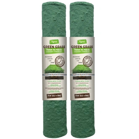 GreenGrass trawa na macie (rolka) z nawozem i hydrożelem 2 x 0,5 x 8 m (8 m²) Vegano