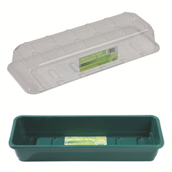 Zestaw Wąska taca ogrodowa zielona bez otworów G131G + wąska pokrywka G143 Garland