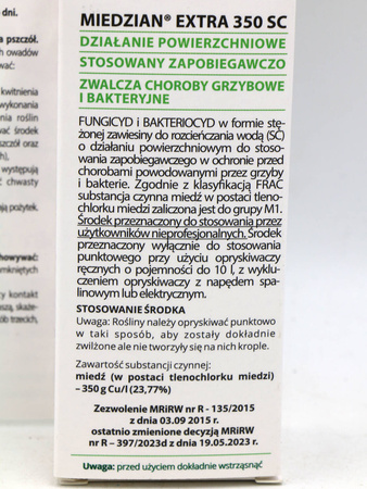 Miedzian Extra 350 SC do jabłoni, gruszy, wiśni i czereśni – parch jabłoni, zaraz ogniowa i rak bakteryjny – 30 ml Target
