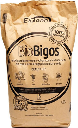 BioBigos - przepuszczalne podłoże do roślin - 15 L Ekagro