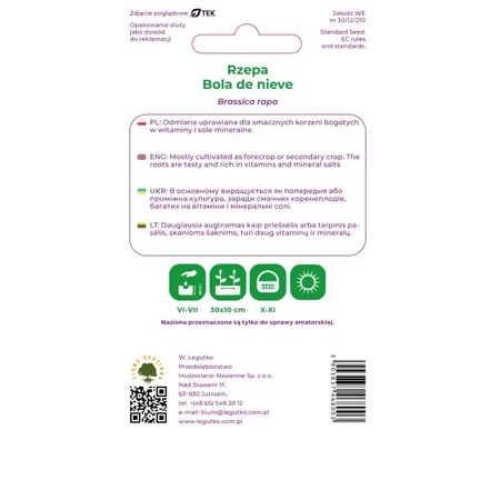 Rzepa 'Bola De Nieve' – 5 g Legutko