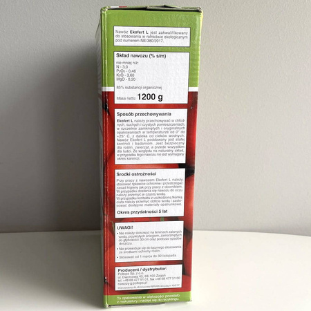 Zielony nawóz organiczny – do pomidorów, ogórków, papryki i cukinii – 1,2 kg Ekofert L