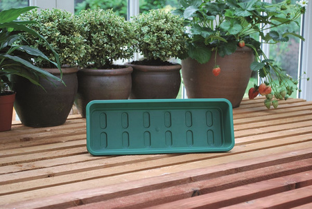 Zestaw Wąska taca ogrodowa zielona bez otworów G131G + wąska pokrywka G143 Garland