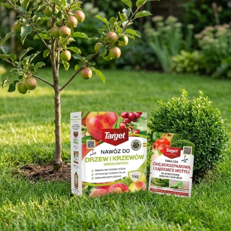 Lepinox Plus na ćmę bukszpanową – 10 g Target + Nawóz do drzew i krzewów owocowych – 1 kg Target (ZESTAW)