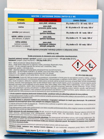 Switch 62,5 WG Zwalcza Zamieranie Pędów,  Szarą Pleśń i Zgniliznę Twardzikową – 50 g Sumin