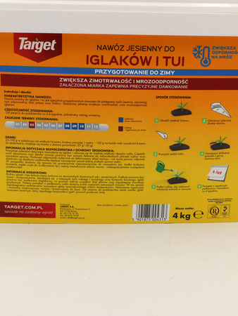Nawóz jesienny do tui – zapobiega brązowieniu igieł i zwiększa zimotrwałość tui – 4 kg Target