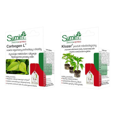 Klozer & Carbogen Duopack na szkodniki – szpeciele, opuchlaki, mszyce, mączliki, wciornastki – 2 x 5 ml Sumin