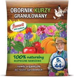 Obornik kurzy granulowany – nawóz do warzyw, owoców, trawników i roślin ozdobnych – 5 l Florovit
