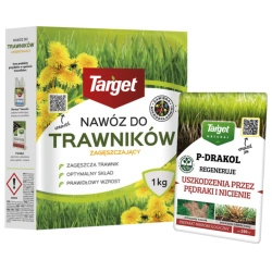 P-drakol regeneruje trawnik – 20 g Target + Nawóz do trawnika zagęszczający murawę – 1 kg Target (ZESTAW)