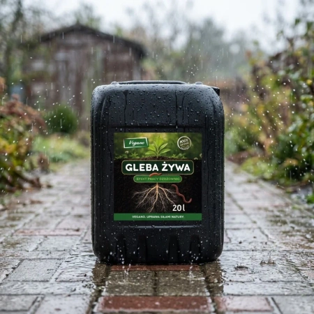 Gleba Żywa (efekt pracy dżdżownic) wermikompost w płynie do warzyw, owoców, trawnika i roślin ozdobnych – 20 l Vegano