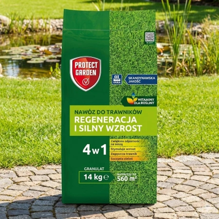 Nawóz do trawników (z azotem, fosforem i potasem) – Witaminy dla rośliny – 14 kg Protect Garden