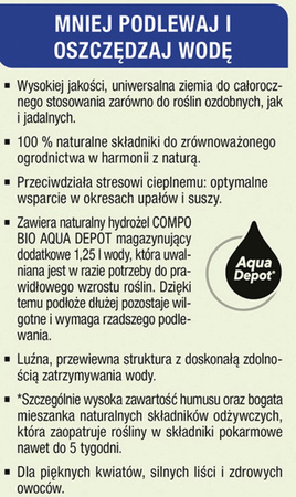 Bio Aqua Depot ziemia uniwersalna – do roślin w domu, ogrodzie i na balkonie – 20 l Compo