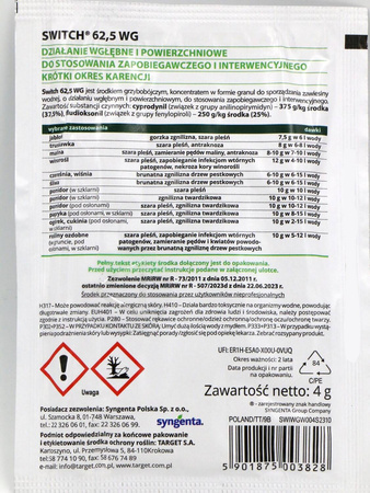 Switch 62,5 WG – Zwalcza Szarą Pleśń i Inne Choroby Warzyw i Owoców – 4 g Target