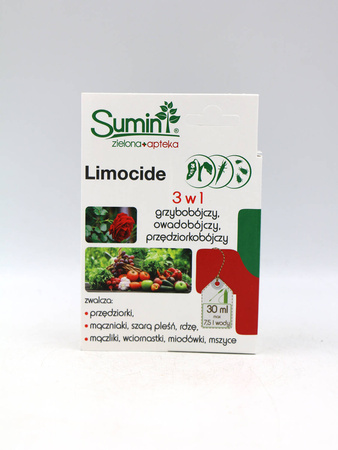 Limocide 3w1 na choroby i szkodniki – mączniak, szara pleśń, rdza, przędziorki, szpeciele, mszyce – 30 ml Sumin