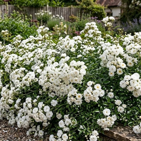 Róża okrywowa Biała The Fairy Pink (Rosa Miniature The Fairy White) – sadzonka w doniczce C1,5 – Botana