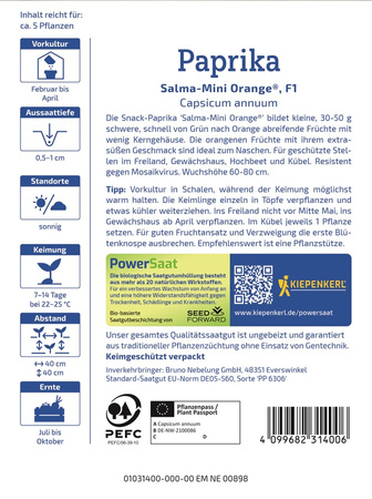 Papryka 'Salama-Mini Orange' F1 - Nasiona Otoczkowane - Kiepenkerl