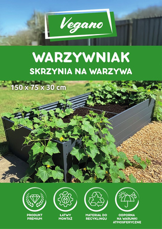 Warzywniak – podwyższana grządka – szary GPPS 150 x 75 x 30 cm Vegano