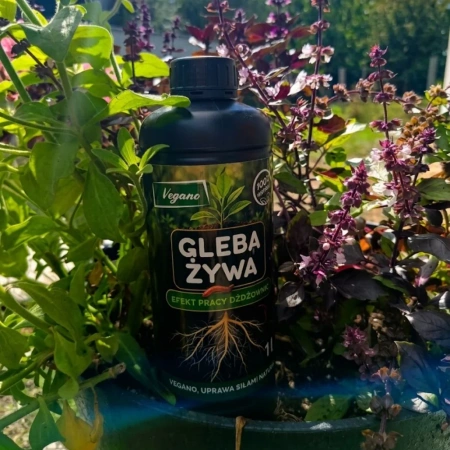 Gleba Żywa (efekt pracy dżdżownic) wermikompost w płynie do warzyw, owoców, trawnika i roślin ozdobnych – 1 l Vegano