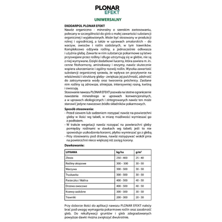 Plonar Efekt nawóz granulowany uniwersalny do warzyw, owoców i trawnika – kwasy humusowe – 3 kg Ekodarpol