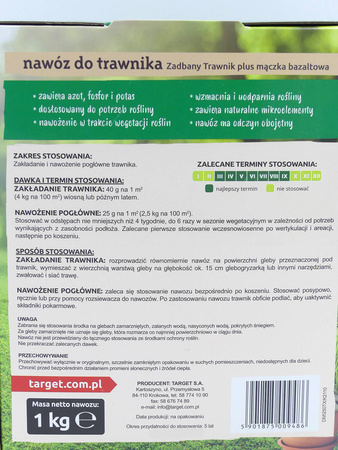 Nawóz do trawnika z mączką bazaltową dostarczający mikroelementami – 1 kg Target