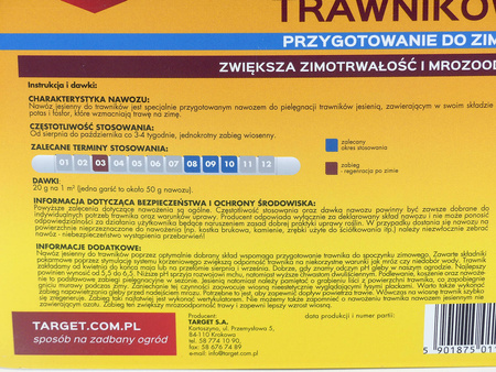 Nawóz jesienny do trawników przygotowujący do zimy – 8 kg Target