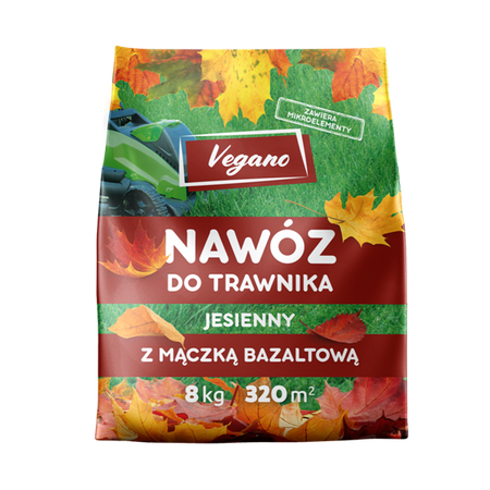 Jesienny nawóz do trawnika z mączką bazaltową – 8 kg Vegano