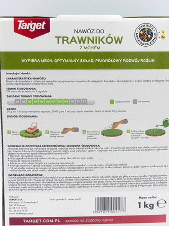 Nawóz do trawnika z mchem (wspiera usuwanie mchu) – 1 kg Target