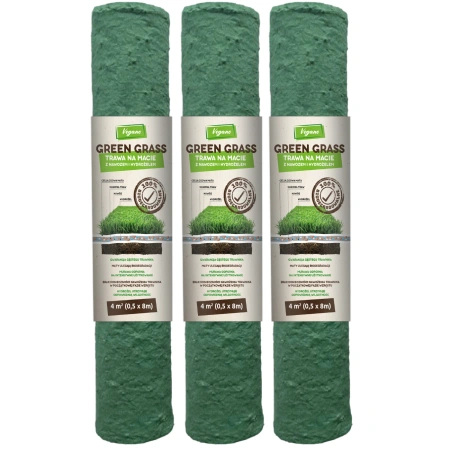 GreenGrass trawa na macie (rolka) z nawozem i hydrożelem 3 x 0,5 x 8 m (12 m²) Vegano