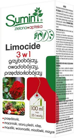 Limocide 3w1 na choroby i szkodniki – mączniak, szara pleśń, rdza, przędziorki, szpeciele, mszyce – 100 ml Sumin