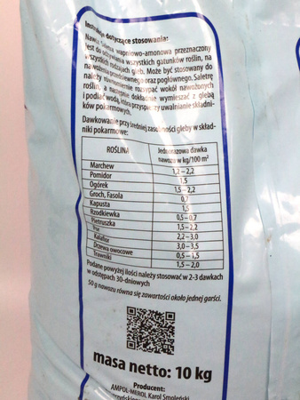 Saletra wapniowo-amonowa – nawóz do warzyw, trawników i drzew owocowych – 10 kg Ogród Start