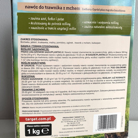 Nawóz do trawnika z mchem – z mączką bazaltową – 1 kg Target