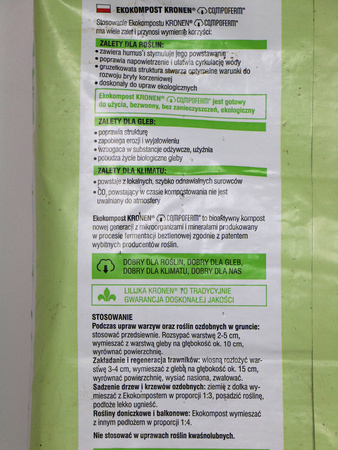 Kompost Eko bioaktywny – kwasy humusowe – 15 l Kronen