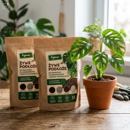 Żywe podłoże do monstery, filodendronów i roślin tropikalnych z dodatkiem Wermihumusu Vegano - 10 l (2 x 5 l)