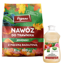 Jesienny nawóz do trawnika Vegano 8 kg + mydło potasowe ogrodnicze 500 ml Target (ZESTAW)