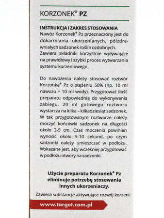 Korzonek PZ ukorzeniacz do sadzonek półzdrewniałych – 30 ml Target