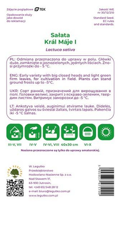 Sałata Masłowa Królowa Majowych – 1 g Legutko